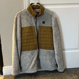 Billabong Adventure Division Grey and Brown Size M Fuzzy Fleece Zip Up